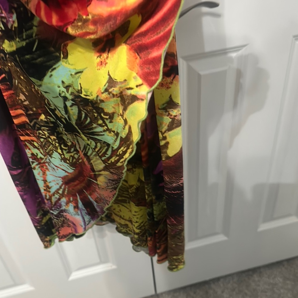 Joseph Ribkoff Multi-color Faux Wrap Midi Dress V-Neck - Picture 5 of 7